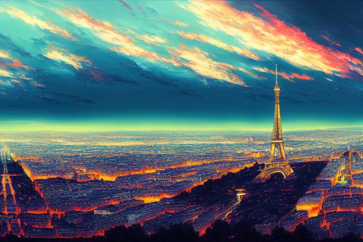 Panoramic view of Paris France , style U1 1