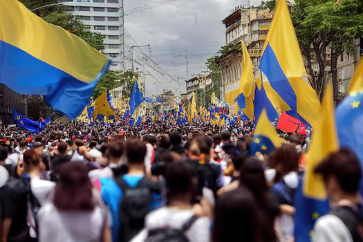 Tbilisi Georgia 20th June 2022 People by georgian parliament, on major EU pro rally event Thousands of people on peaceful demonstration event Pro Europe rally event in capital city georgia.