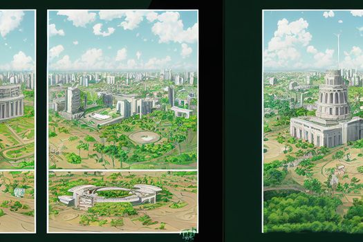 Cartoon style Ciudad Victoria Tamaulipas Mexico July The Park and Tower Bicentenario government building of the State , style U1 1