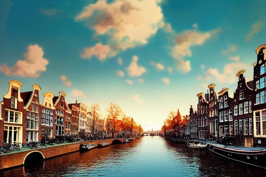 Cartoon drawing Amsterdam on the Europe map , style U1 1