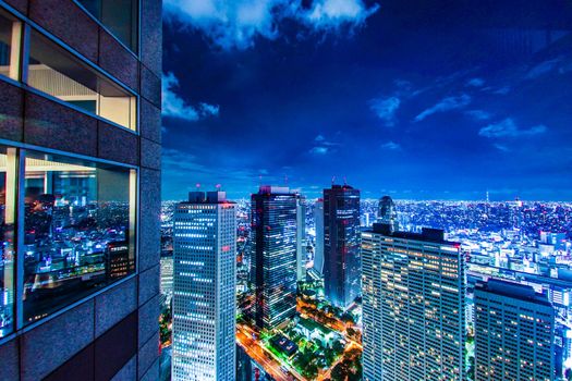 Night view of Tokyo seen from the observation deck of the Tokyo Metropolitan Hall. Shooting Location: Tokyo metropolitan area