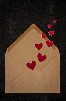 Colorful Valentine Day greeting card envelopes with heart.