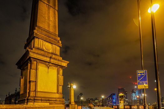 Night view of the residential area of ​​London, England. Shooting Location: United Kingdom, London