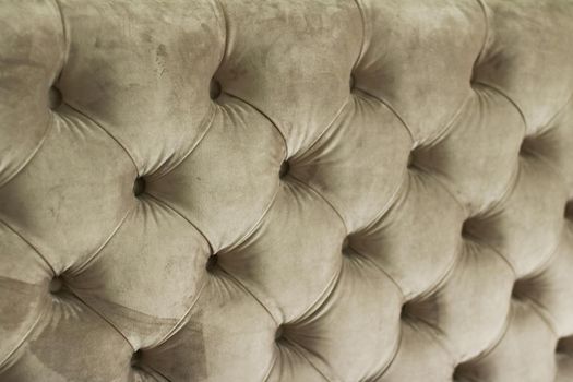 Furniture design, classic interior and royal vintage material concept - Luxury velour quilted sofa upholstery with buttons, elegant home decor texture and background
