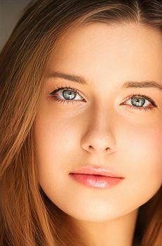 Natural beauty and no make-up look, beautiful young woman as skin care cosmetics and feminine brand concept, face portrait close-up