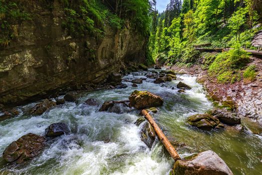 River Breitach in a gorge at Breitachklamm, Germany