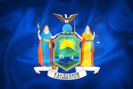 Grunge 3D illustration of New York state of USA flag, concept of New York 