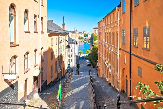 Pustegrand stairs in Stockholm scenic city street view, capital of Sweden