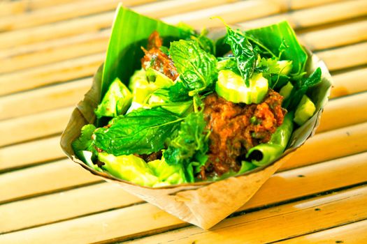 Thai Food Curried fish cake. Fish Cake organic nature package