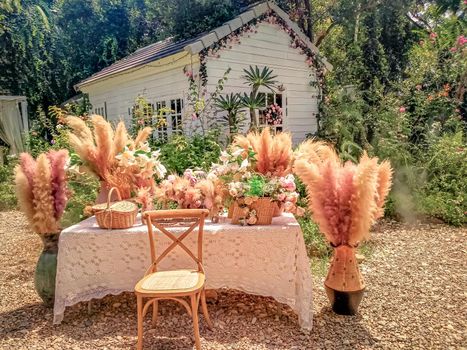 Garden cottage with beautiful blooms flower Homesthetics house idea outdoor activity decoration