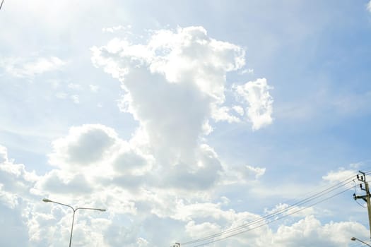 Panorama blue sky background with white clouds nature season background