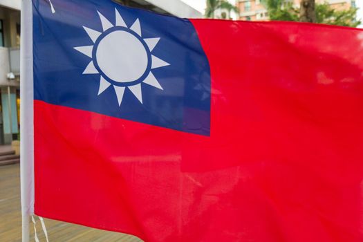 Taiwan Republic of China flags blowing in wind