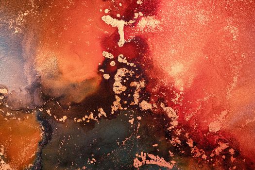 Burning abstract background from marble ink art of exquisite original painting . Painting was painted on high quality paper texture to create smooth marble background pattern of ombre alcohol ink .