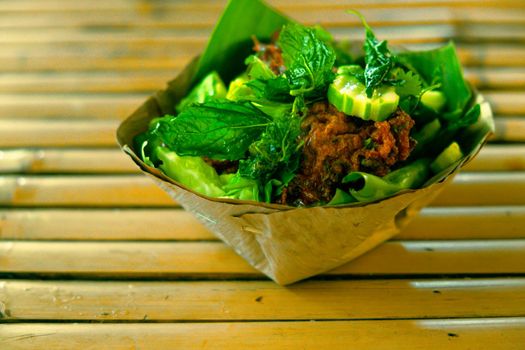 Thai Food Curried fish cake. Fish Cake organic nature package