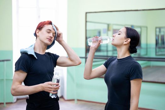 Professional ballet, regular practice, hydration concept