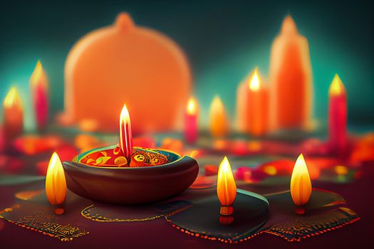 Happy diwali indian festival background with candles