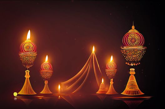 Happy diwali indian festival background with candles