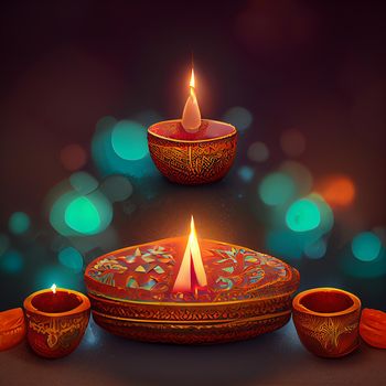 Happy diwali indian festival background with candles