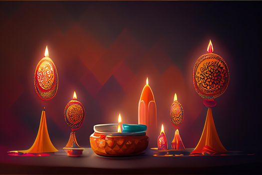 Happy diwali indian festival background with candles