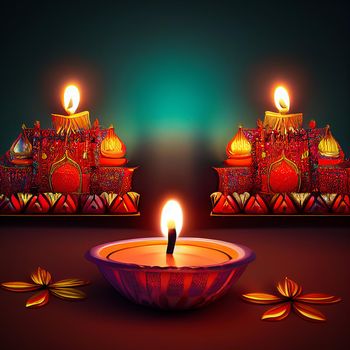 Happy diwali indian festival background with candles