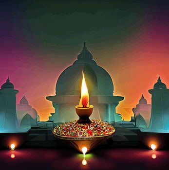 Happy diwali indian festival background with candles