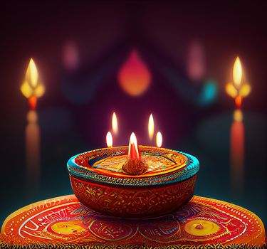 Happy diwali indian festival background with candles