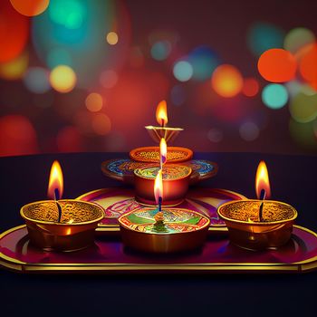 Happy diwali indian festival background with candles