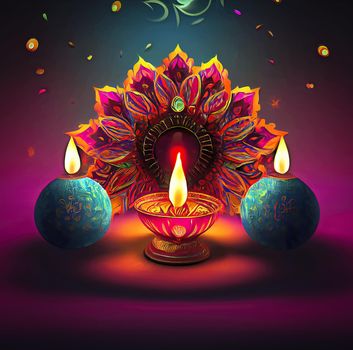 Happy diwali indian festival background with candles