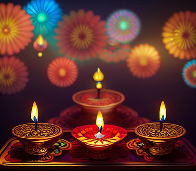 Happy diwali indian festival background with candles