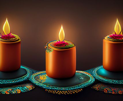 Happy diwali indian festival background with candles