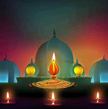 Happy diwali indian festival background with candles