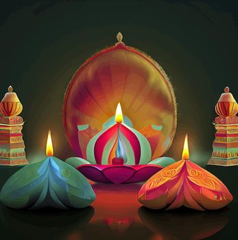 Happy diwali indian festival background with candles