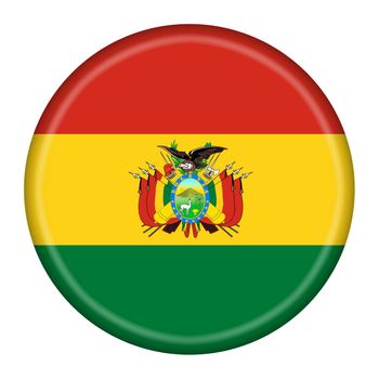 A Bolivia flag button 3d illustration with clipping path