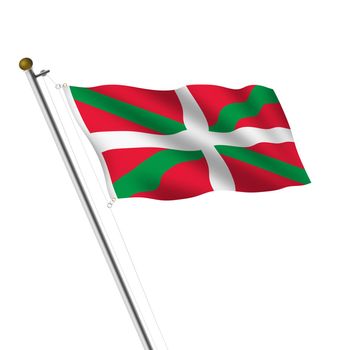 Basque Lands Flagpole 3d illustration on white with clipping path