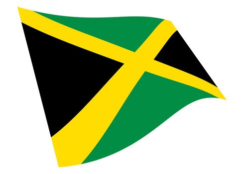 A Jamaica waving flag 3d illustration isolated on white with clipping path