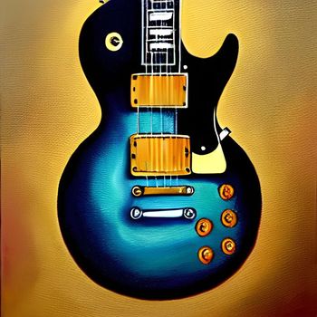 Legendary guitar photoshop painting, with multicolored fantasy background. guitar background good for content background