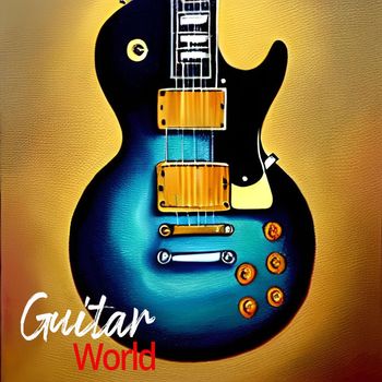 Legendary guitar photoshop painting, with multicolored fantasy background. guitar background good for content background