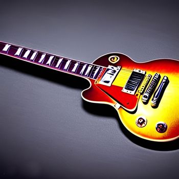 Legendary guitar photoshop painting, with multicolored fantasy background. guitar background good for content background