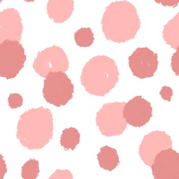 Seamless hand drawn pink dots abstract geometric pastel pattern. Mid century modern trendy fabric print, line curve minimalist background for wallpaper wrapping paper textile