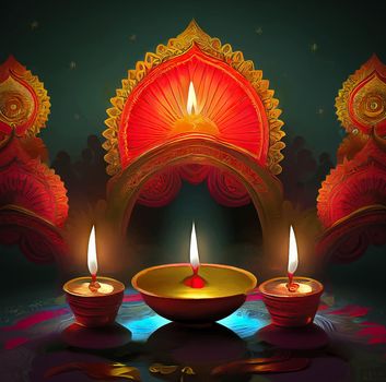 Happy diwali indian festival background with candles