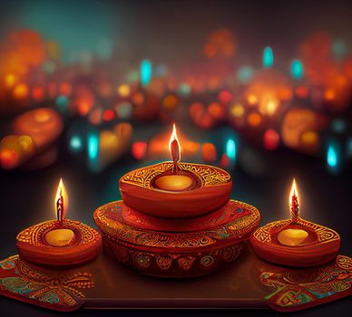 Happy diwali indian festival background with candles