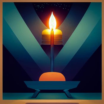 illustration of jewish holiday Hanukkah background with menorah and burning candles. Hanukkah celebration