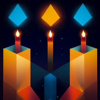 illustration of jewish holiday Hanukkah background with menorah and burning candles. Hanukkah celebration