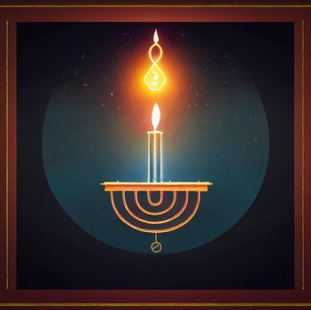 illustration of jewish holiday Hanukkah background with menorah and burning candles. Hanukkah celebration