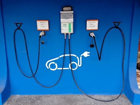 charging point for electric cars with different chargers