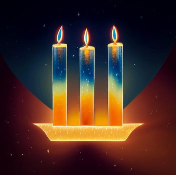 illustration of jewish holiday Hanukkah background with menorah and burning candles. Hanukkah celebration