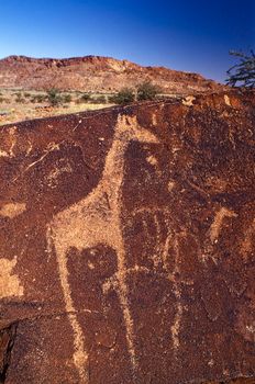 petroglyphs of the archaeological site of twyfelfontein, africa, namibia