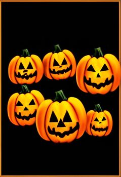 Spooky scary Halloween images and pictures with pumpkins, illustration for multimedia content or halloween card.