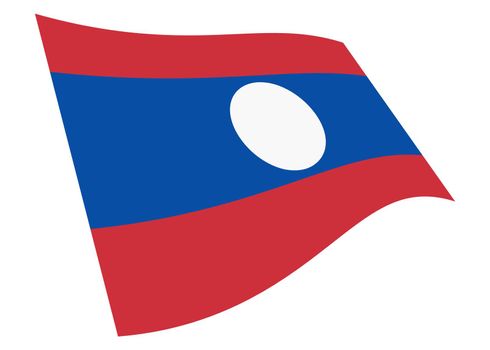 A Laos waving flag 3d illustration isolated on white with clipping path