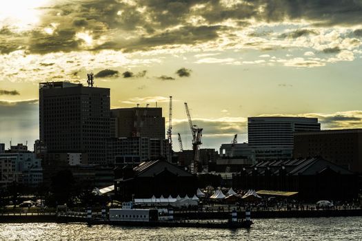 Silhouette of Yokohama, Minato Mirai City. Shooting Location: Yokohama-city kanagawa prefecture